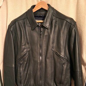 River Road Black Motorcycle Leather Jacket Coat Mens 44